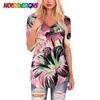Koszulki damskie Noisydesigns Kobiety T-shirty Tropical Flowers Printed Tops TEE Summer krótkie rękawe koszulę na odzież