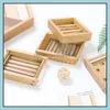 Other Bar Products Soap Dish Bamboo Round Storage Holder Square Natural Durable Drain Rack Degradable Eco Friendly Bathroom Accessor Otcwg