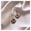 Dangle lustre mode bijoux géométrie cercle noir diamant boucle d'oreille femmes élégantes boucles d'oreilles livraison directe Dhmdb