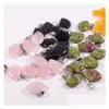 Charms Natural Crystal Rose Quartz Tigers Eye Stone Fan Shape Pendant For Diy Earrings Necklace Jewelry Making Acc Drop Deli Dhgarden Dhyzl