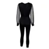 Casual Dresses Deep V Neck Mesh Long Sleeve Jumpsuit Overall Women Jumpsuit Black Elegant Sequins Glitter Party Night Sexy Bodysuits 230131