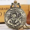 Pocket Watches Bronze Christmas Theme Quartz Watch Santa Claus Elk Display Retro Pendant Clock Presents for Men Women Kids Halsband Kedja