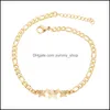 Charm Bracelets Butterfly Bracelet Adjustable Gold For Women Sier Fashion Party Wedding Bridal Jewelry Drop Delivery Otpxq