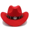 Berets 11.11 Hats Women Men Wool Hollow Western Cowboy Hat For Winter Autumn Gentleman Sombrero Hombre Cap Size 56-58CMBerets Pros22