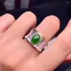 Bagues de grappe Bague en jade Hetian incrustée d'argent sterling 925 naturel et véritable