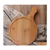 Chopping Blocks 8 Size Bamboo Round Pizza Tray With Handle Baking Cutting Board Home Bakeware Tools Food Grade Trays D1295 Drop Deli Dhzpm