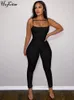 Women's Jumpsuits Rompers Hugcitar Solid Irregular Sleeveless Backless Jumpsuit Sexy Bodycon Summer Elegant Party Night Club Sport Outfits Y2K Romper 230131