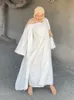 Odzież etniczna turcja sukienka muzułmańska kobiety Abaya 2 sztuka zestaw sukienek marokański Kaftan zespół Femme Musulmane Jilbab hidżab Vestidos 230131