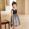 Girl's Es Fashion Girls Summer Mesh Princess 2022 New Kids Retro Sleeveless Clothing Children Elegant Dress Patchwork #6833 0131