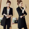 Women's Suits & Blazers Women Office Lady Long-style Pocket Est Elegant Button Oversized Spring Black Slim Plus Size 4XL Notched ZY576
