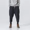 Männer Hosen Chinesischen Stil Harem Streetwear Casual Jogger s Baumwolle Leinen Jogginghose Knöchellange Hosen M5XL 230202