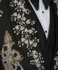 Luxury Men Tuxedos Tuxedos Make 3 sztuki aplikacje Kryształowe spodnie koralików garnitury