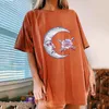 Women's T Shirts Women S Summer Vintage Casual Sun Women's And Tops Short Blouse Pattern Printed Sleeve Moon Tee Scrubs