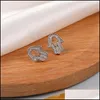 Stud Fashion Hollow Hand Zircon Earrings Cz Micro Pave Gold/Sier For Women Brincos Wedding Party Jewelry Drop Delivery Otjxu