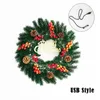 Decorative Flowers & Wreaths Big Size LED Light Up Christmas Wreath Door Hanging Garland Pine Cones Berries For Year Home DecorDecorative