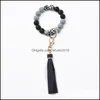 Key Rings Sile Wooden Beads Chain Mticolor Tassel Bracelet Keyring Large Circle Keychains Wristlet Jewelry 119C3 Drop Delivery Dhudz