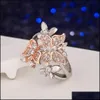 Bandringe Doppelter Schmetterlingsring für Frauen Geschenk Schmuck Roségold Trennung Silber Micro Set Diamanten Drop Lieferung Dhgaj