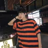 Men's T-Shirts Men Streetwear Striped Tshirt 2022 Summer Mens Funny Hip Hop Loose T Shirt Male Vintage Fashion Tees Casual Yellow Tops Y2302