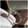 Wedding Rings Vagzeb Luxury Sier Color Solitaire Cubic Zirconia Round Cut Genuine Engagement Party Jewelry Drop Delivery Ring Dho1Y