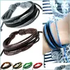 Charm Armbänder Retro Leder Wrap Geflochtenes gewebtes Armband Armband Manschette Punk Männer Frauen Surfer Armreif Paare Böhmen Schmuck 202200 Dhodk