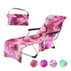 Stoelbedekkingen MicroFiber Gradient Print Beach Chaise Lounge Cover met zijzakken Geen schuif snel droge badhanddoek voor zonnestond