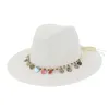 Chapeaux à large bord femmes paille chapeau de soleil solide gris dames élégant Panama Jazz plage tissage printemps été femme Fedora avec