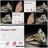 Bröllopsringar Fashion Simple Gold Color Ring Exquisite Women Inlay Zircon Charm Romantic Bride Luxury Engagement Jewelry Drop Deliver Dh1qo