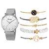 Horloges Heren Horloges Horloge Set Vrouw Polshorloge Dames Armband Casual Cadeau Voor Vriendin Heren Vierkant Roestvrij Staal Mesh BeltWristwat