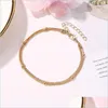 Anklets 20Pcs/Lot Double Layer Gold European Fashion Summer Foot Jewelry For Women Beach Beads Geometric Ornaments 513 T2 Drop Delive Dhmzg