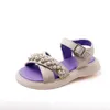 Chic Styles Little Girls Shoes Platform Princess Clean-girl Pretty Wedding Party Crossed Sandals with Pearl F04303