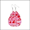 Charm Valentines Day Leather Earrings For Women Heart Love Red Lips Double Sided Printed Dangle Fashion Jewelry Drop Delivery Oteme