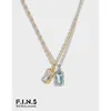 Pendant Necklaces F.I.N.S Luxury S925 Sterling Silver Clavicle Chain Ocean Blue Zircon Square Necklace Pendants Double Layer Choker Chain Necklace G230202