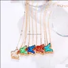 Chokers Acrylic Butterfly Necklace Fashion Colorf Blue Pink Gold Plated For Women Girls Drop Delivery Jewelry Necklaces Pendants Othp1