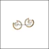 Stud Trendy Round Exquisite Pearl CSHaped Simple Oorrings For Women Fashion Crystal Jewelry 1809 T2 Drop Delivery DH0Y6