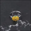 Wedding Rings Halloween Essential Gift Pumpkin Open Ring Alice In Wonderland For Women Men Creative Simple Design Wholesale Jewelry Otdxm