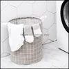 Storage Baskets Foldable Waterproof Laundry Basket Plaid Dirty Clothes Washing Bag Toy Organizer Clothing Box Dbc Drop Delivery Home Dheqg