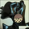 Lampadario pendente impiombatura in legno orecchini in vera pelle per le donne crine di cavallo leopardo mucca colore pendente rotondo gioielli di moda goccia Otvwy