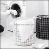 Storage Baskets Foldable Waterproof Laundry Basket Plaid Dirty Clothes Washing Bag Toy Organizer Clothing Box Dbc Drop Delivery Home Dheqg