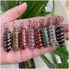 Pendant Necklaces Sier Color Natural Gem Stone Necklace For Women Hexagonal Carnelian Red Agate Purple Crystal Pendum Drop D Dhgarden Dhos5