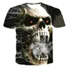 Camicie da uomo 2023 Ultimo estate Leisure 3D Flame Skull Horror Street T-shirt a maniche corte 130-6xl