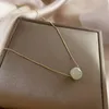 Choker 316 Stainless Steel Jade Necklace For Women Minimalist Light Luxury Clavicle Chains Beads Golden Necklaces Jewerly