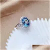 Eheringe Retro Einfache Ellipse Kristall Ring Luxus Charme Frauen Inlay Zirkon Silber Farbe Romantische Braut Engagement Schmuck Drop Del Dhfjn