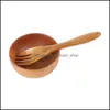 Bowls Set Wooden Vegetable Serving Bowl Fruit Storage Usef Salad Drop Delivery Home Garden Kitchen Dining Bar Dinnerware Dhz5I