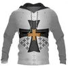 Herrtröjor templar riddare roliga mode långa ärmar 3d tryck blixtlås/hoodies/tröjor/jacka/män/kvinnor