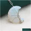 Подвесные ожерелья Moon Stone Natural Gemstone Wire стиль для девочек Удачи ювелирные изделия Любовь Желание Подарки доставка подвески Dhiqa