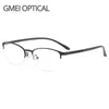Sunglasses Frames Fashion Gmei Optical Urltra-Light Women Titanium Alloy Oval Half Rim Glasses Eyewear With Flexible Legs IP Electroplating