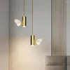 Lâmpadas pendentes de luxo de luxo de lustre de borboleta moderna luzes criativas do quarto da varanda da varanda de decoração de decoração