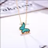 Chokers Acrylic Butterfly Necklace Fashion Colorf Blue Pink Gold Plated For Women Girls Drop Delivery Jewelry Necklaces Pendants Othp1