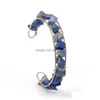 Bracciale in filo di pietra con schegge naturali di perline Bracciale in filo di cristallo placcato in oro con pietre preziose di quarzo ametista gioielli per le donne Drop Delivery Dhxxh