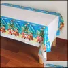 Table Cloth Disposable Pe Plastic Tableer Christmas Decorations Tree Snowman Santa Claus Rectangar Tablecloth Kitchen Dining Ers Dro Dhar9